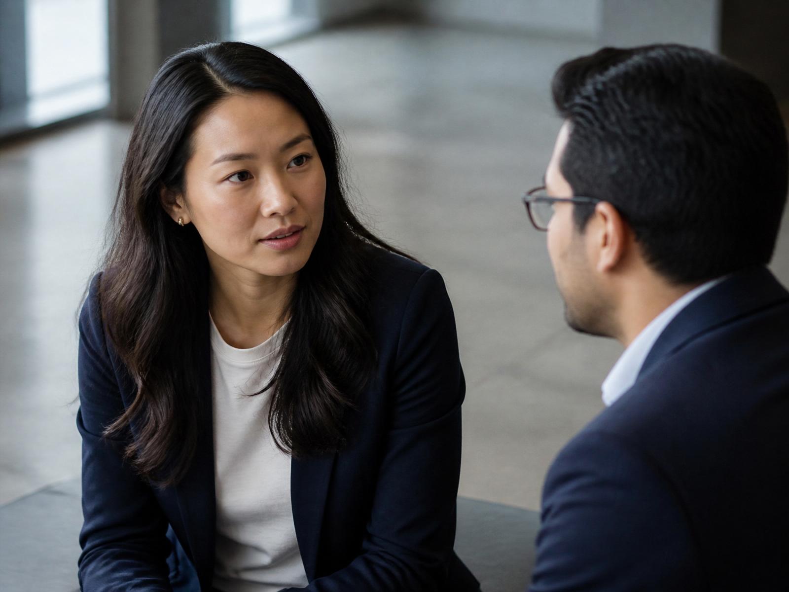 Two consultants in a quiet strategic conversation